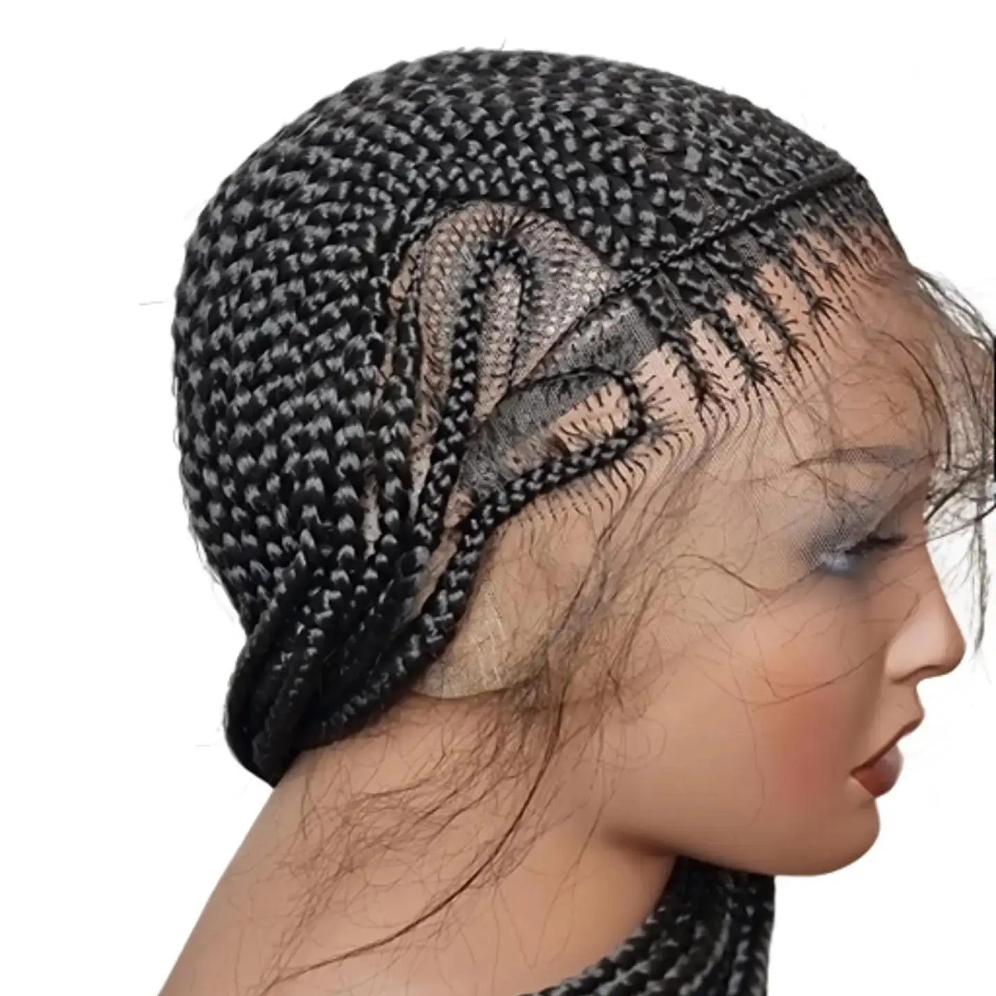 Handmade Love Conrows - Black Braided Wigs with Love Symbols