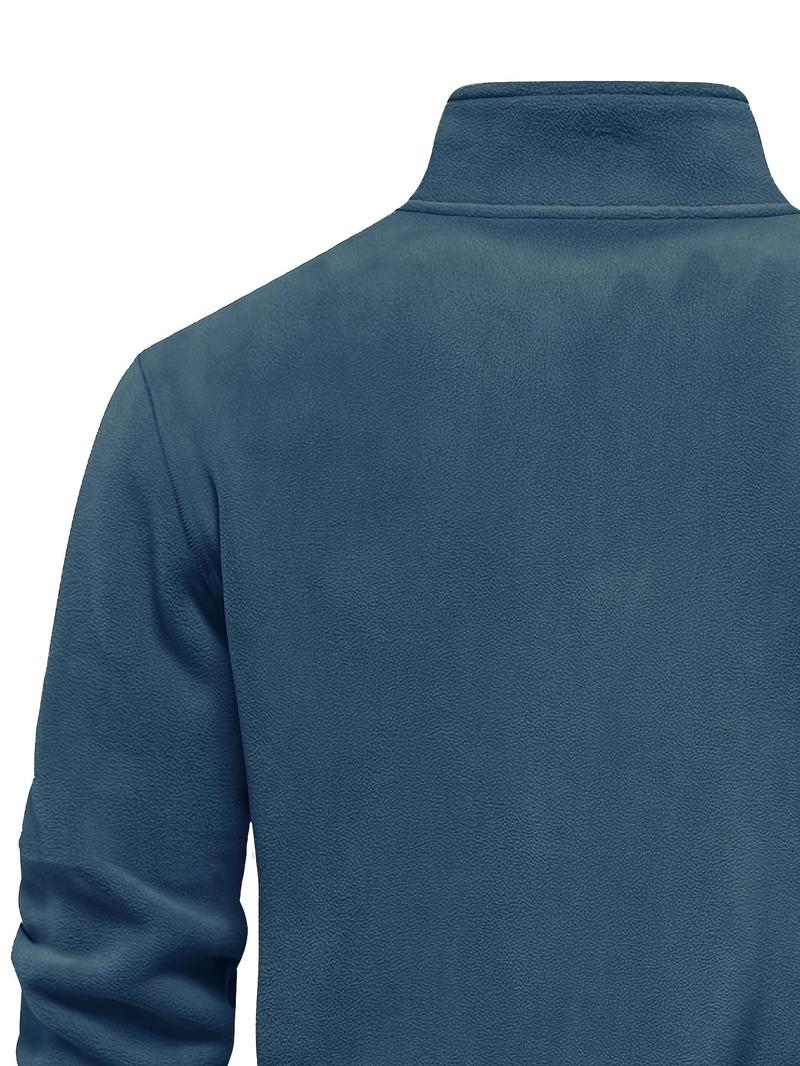 Product Introduction of Autumn & Winter Men's Fleece Henley Shirt, Stand Collar Half Zip Long Sleeve Pullover Top, Male's Classic Fashion, Outdoor Cloth 7