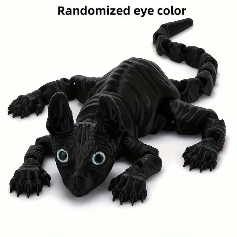 Product Introduction of 2025 1pc Captivating 3D Printed Hairless Cat Statue With Joints - Perfect For Home, Office & Car Decor | Ideal Gift For Christmas & More | Plastic, No Batteries Needed (Eye Color May Vary By Batch),3d Printed Hairless Cat,3d Figure,Office Decor 7
