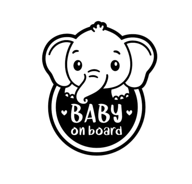 Baby Boy On Board Elephant Car Bumper Sticker Vinyl - High Quality Outdoor Sticker for Vehicle Window or Bodywork - Decor, Decorative 1