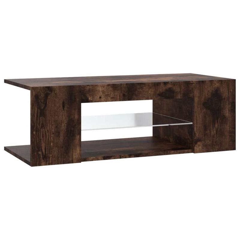 TV Cabinet with LED Lights Smoked Oak 90x39x30 cm 2