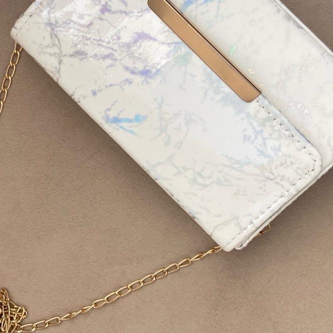 Women’s Gold Chain Cross Body Purse With Marble Design PU Leather 6