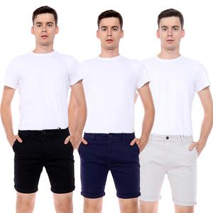 NOROZE Mens Plain Chino Shorts Menswear Casual Turnup Combat Short Half Pants Classic Cotton