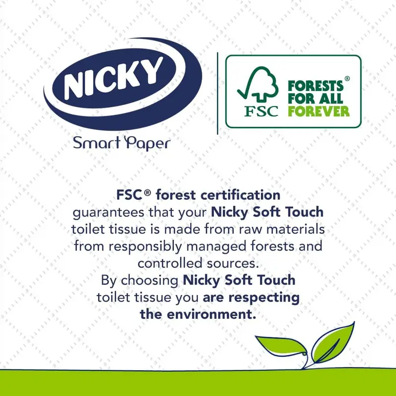 Nicky Soft Touch Toilet Tissue |Extra Value Pack – 32 Rolls of Extra Gentle White Toilet Paper |190 Sheets per Roll| 2-ply | Soft Tissue | Modern Embossing |Easy Opening | 100% FSC Certified Paper Wipes 1