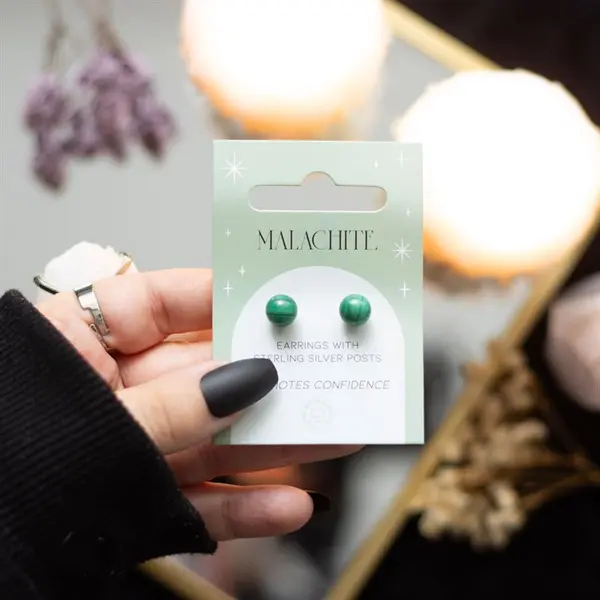 Malachite Semi Precious Crystal Earrings 3
