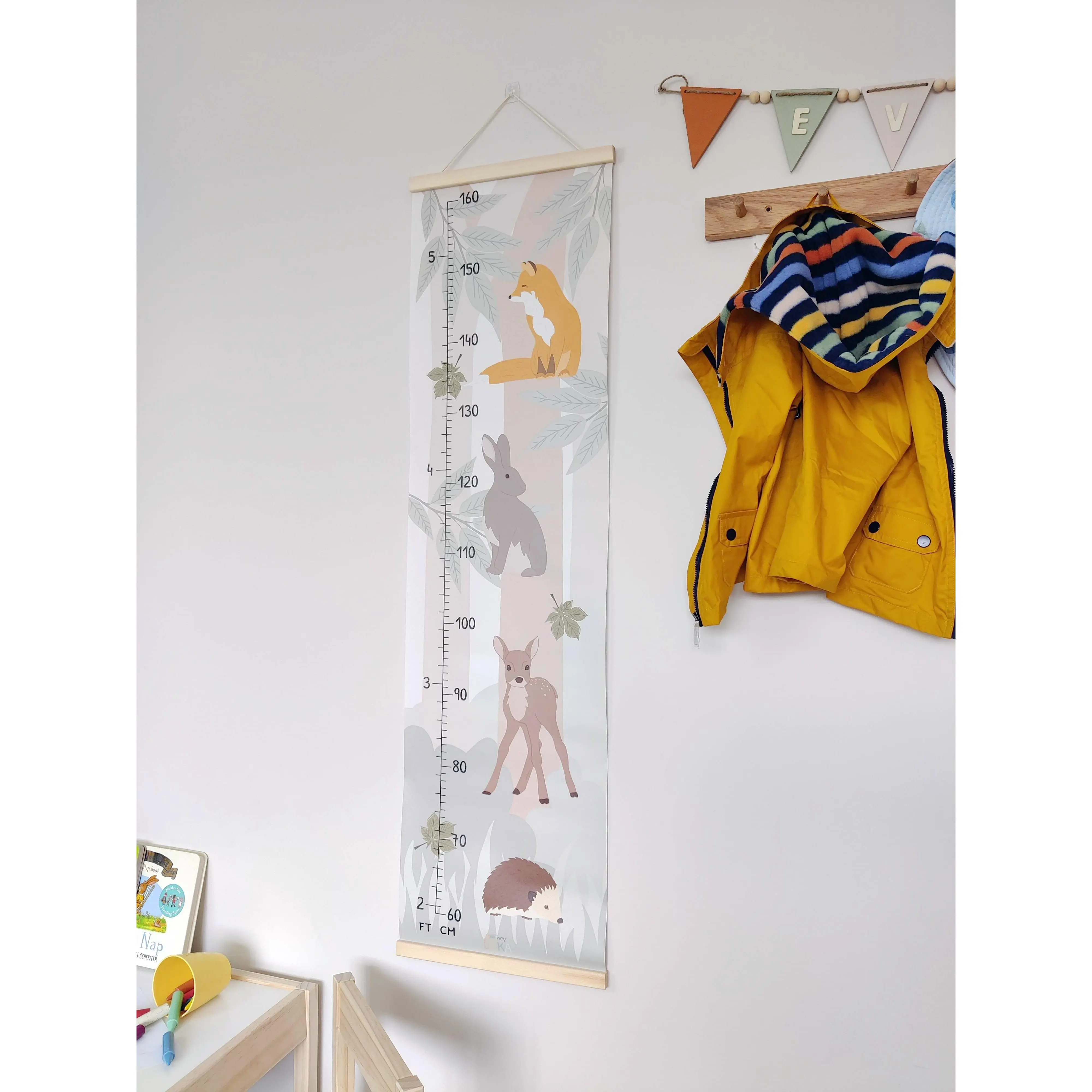 Woodland Canvas Height Chart for Kids Room Decoration