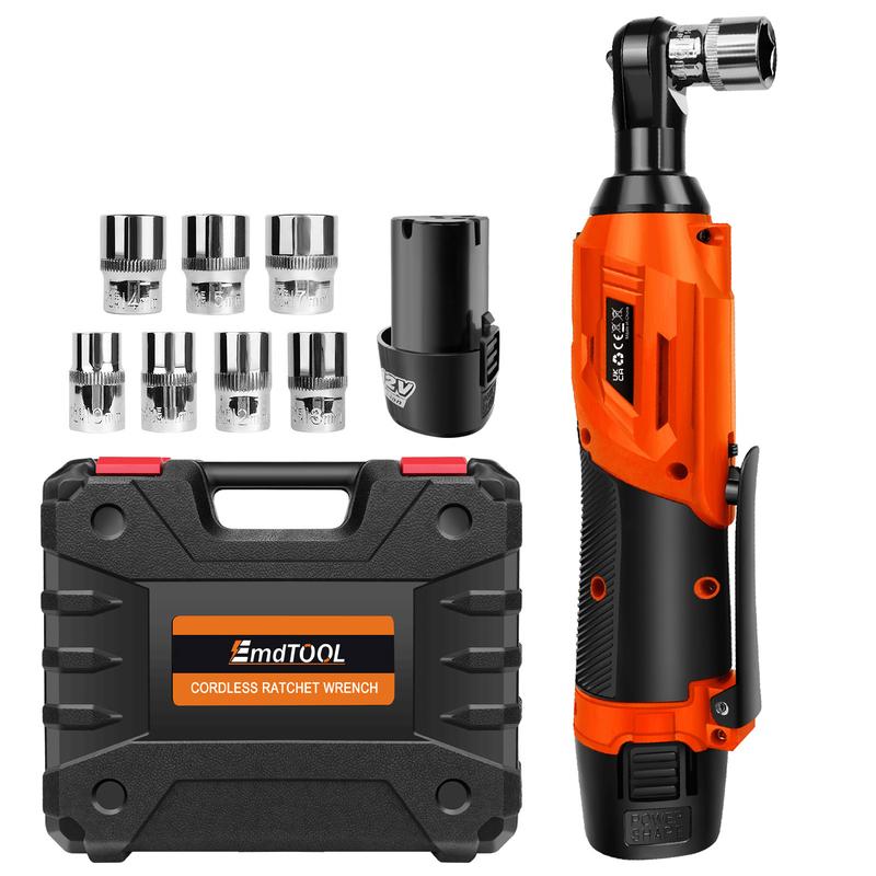 DayPlus 12V Cordless Ratchet Wrench 3/8" with 2pcs 1500mAH Batteries and Charger, 7pcs Sockets 10mm, 11mm, 12mm, 13mm, 14mm, 15mm, 17mm, 40N.m Electric Ratchet Wrench 0