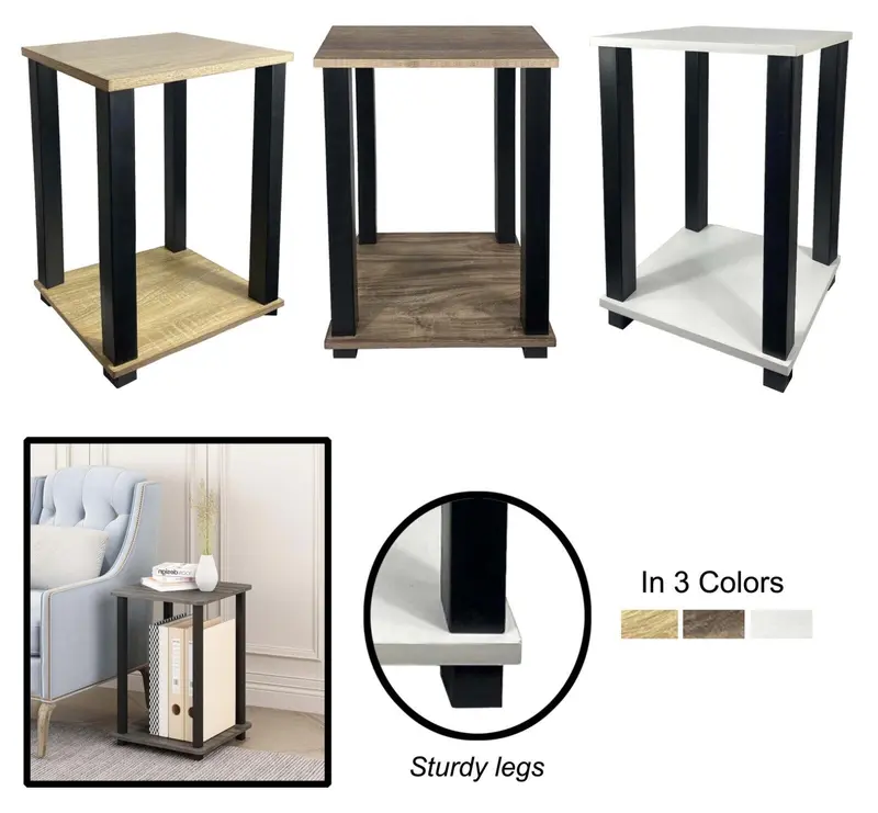 Wooden Top Bedside Side Coffee Table 2 Tier End Table For Bedroom Living room Storage 1
