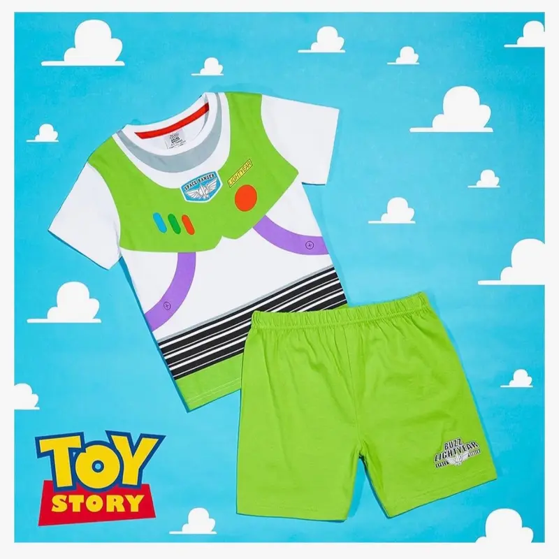 Disney Toy Story Short Pyjamas Pjs Woody Cowboy Sheriff Buzz Lightyear Ranger Nightwear Sleepwear Shortie Boys Character Two Piece Set Short Sleeve Top T-Shirt Shorts Toddler Childrens Kids Cute 4 5 6 Years 4