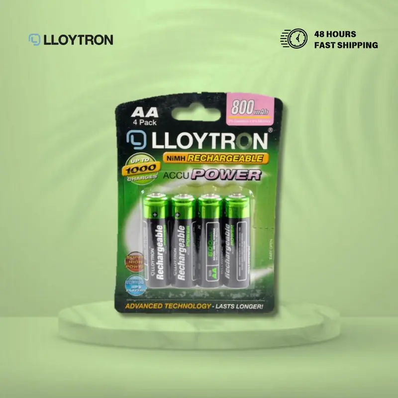 Lloytron AA Rechargeable Batteries 800 mAh NiMH Phone Remote Camera, pack of 4 Accessories 0