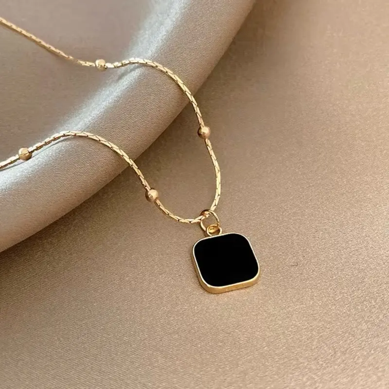 Black Lily Necklace - Waterproof 18k Gold Plated Stainless Steel - Fashion Accessory