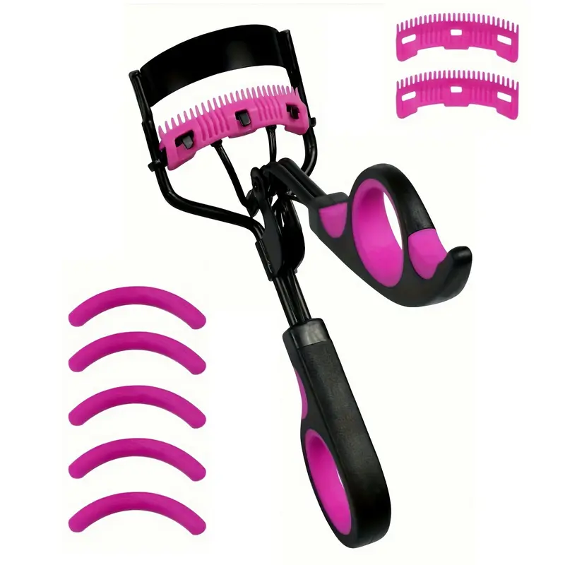 8-Piece Complete Eyelash Curling System – Hypoallergenic, Easy-to-Use Curler, 5 Refill Pads, 2 Combs, Perfect for Sensitive Eyes, Lash Enhancement and Definition Makeup Brush  Brow  Compact  Kit Mascara   Cosmetic Carbon Applicator Storage, complete set 2