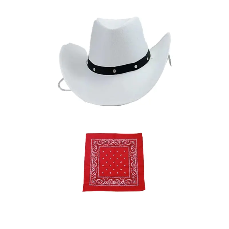 Adult Cowboy Cowgirl Hat & Bandana Wild Western Set 2