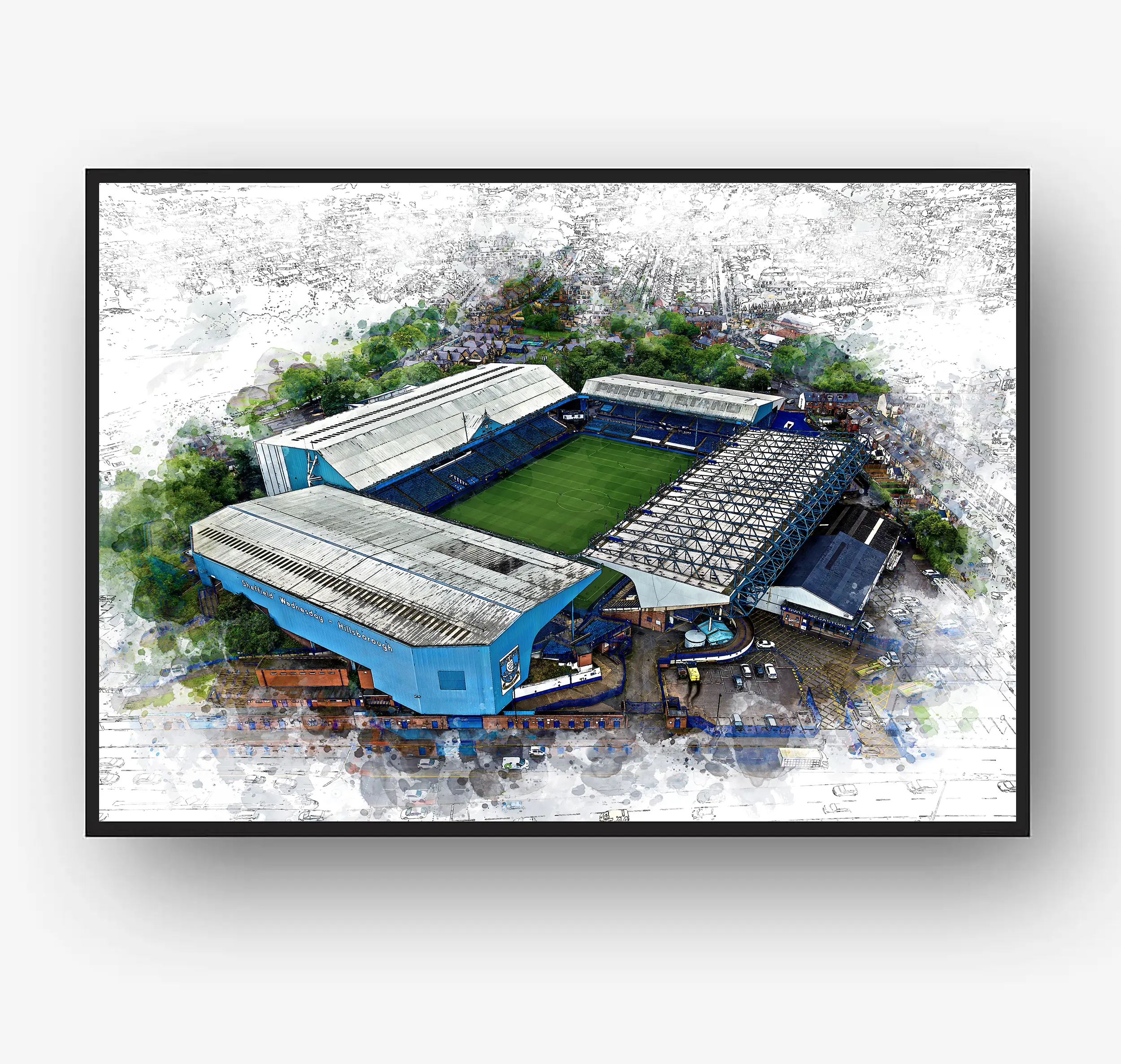 Sheffield Wednesday - Hillsborough Stadium - Wall Art Sketch/Paint Print - Various Sizes! Decor Gift