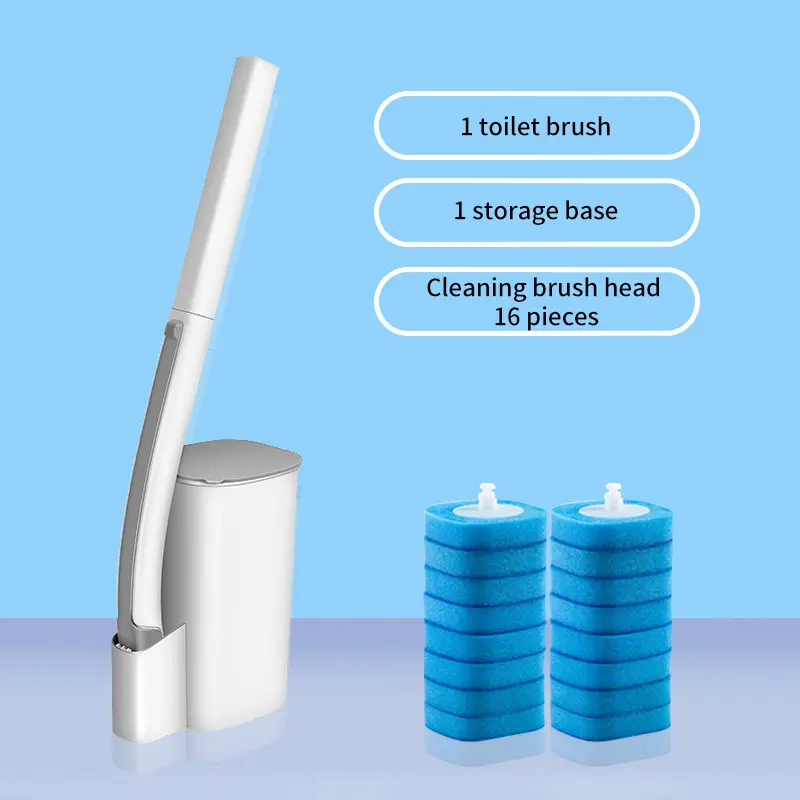 Disposable Toilet Brush Replacement Head Set Bathroom Long Handle Household Cleaning Set Can Be Thrown Toilet Brush 4