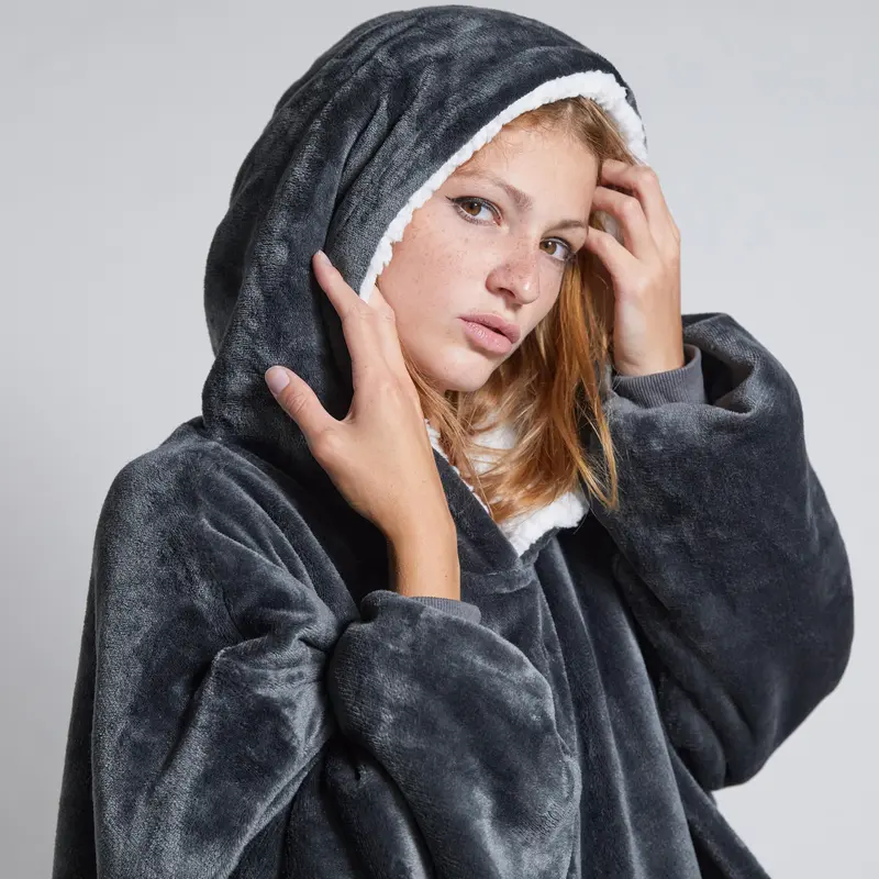 Onesnug Adult/Teen Hoodie Blanket - Dark Grey 4