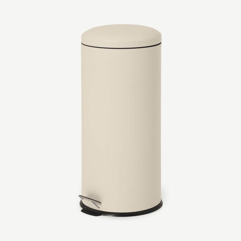 MADE Joss 30L Domed Pedal Bin, Warm White Stainless Steel Kitchen Metal 1
