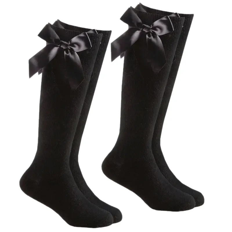 Girls Knee High Bow School Socks in Cotton Blend for Comfortable Wear 1