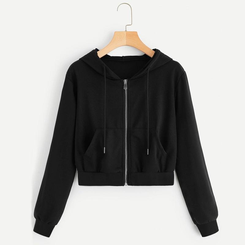 Zip Up Hoodie Women Solid Color Crop Top Y2k Aesthetic Hooded Tops Loose Leisure Academy Cardigan Tracksuits Autumn Sweatshirts 2