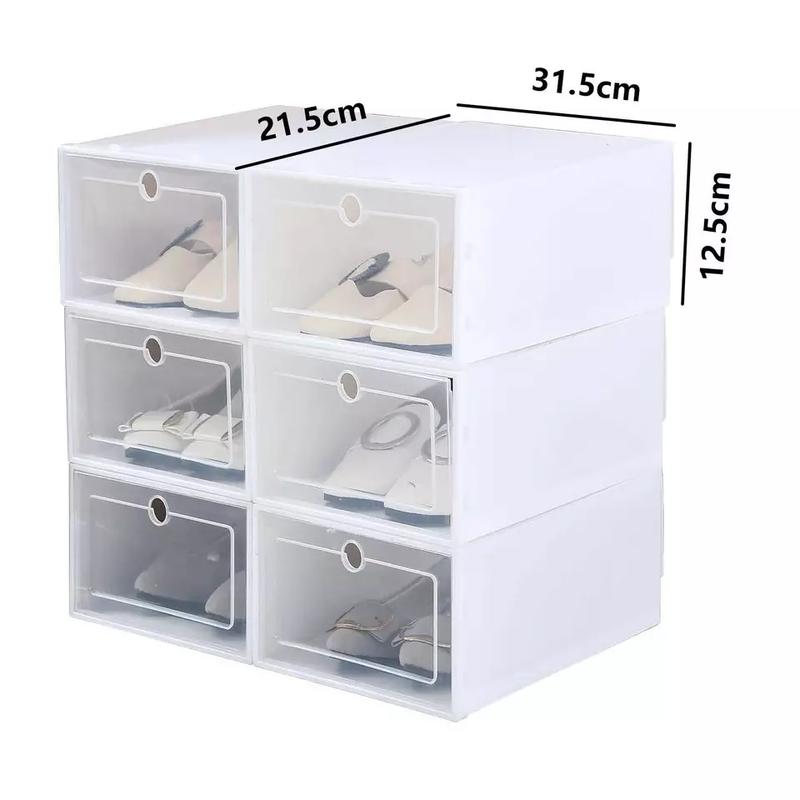 6X Plastic Shoe Storage Boxes Drawer Stackable Foldable Organizer Clear Durable 8