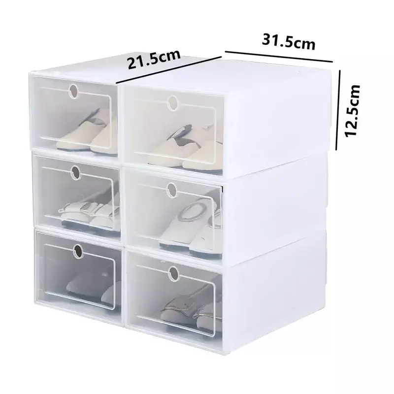6X Plastic Shoe Storage Boxes Drawer Stackable Foldable Organizer Clear Durable 8