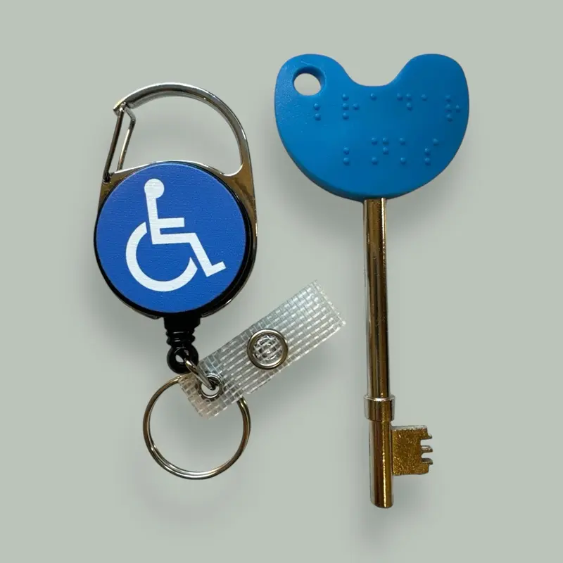 Disabled Badge Reel with Keyring & Belt Clip + NKS Compatible Disabled Toilet Key Set for Office Supplies 1