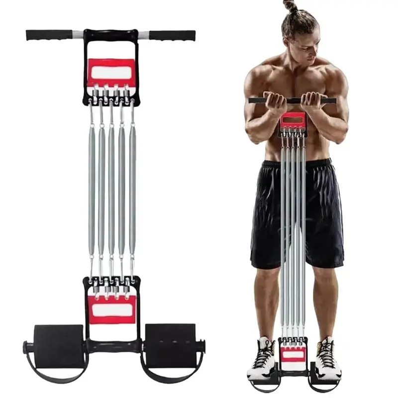 Chest Expander,  5 Spring Chest Expander 3 In 1 Pull Stretcher Gym Muscle Training Exerciser 30kg, Home Gym Equipment, Fat Belly Burners, Home Fitness Equipment 0