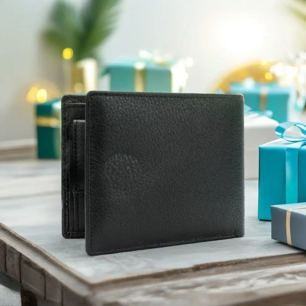 MEN RFID BLOCKING BI-FOLD MENS WALLET WITH 1 COIN POCKET ,1 ID WINDOW & 5 CARD SLOT