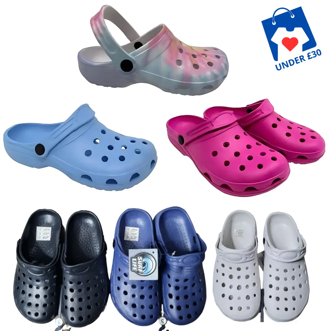 CLOGS SLIP ON CLOG SANDAL BLACK, WHITE, BLUE, PINK, LIGHT BLUE, TIE DYE UNISEX FEMALE MALE CAMPSITE GARDENING HOME SPORTS COMFORT & PRACTICALITY, KEEPING FEET COOL ON A HOT DAY WITH AIR HOLES ADJUSTABLE SLING BACK STRAP MENS Walking Shoes atmosphere