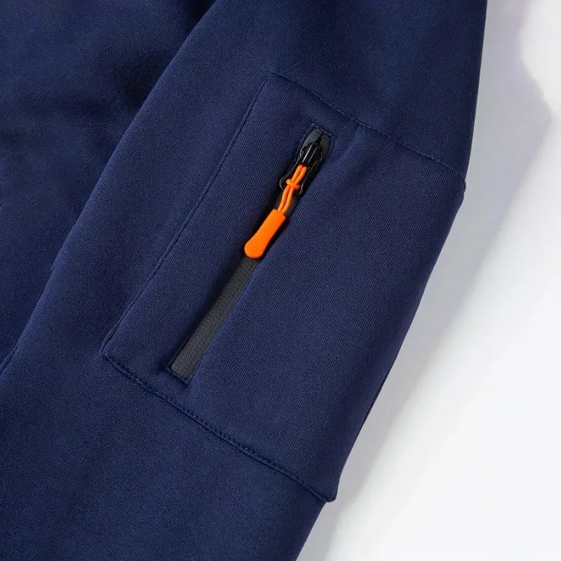 Men's Casual Fashion Hooded Sweatshirt with Multiple Zipper Pockets - 100% Polyester Knitted Fabric, Solid Color, Long Sleeve, Regular Fit 2