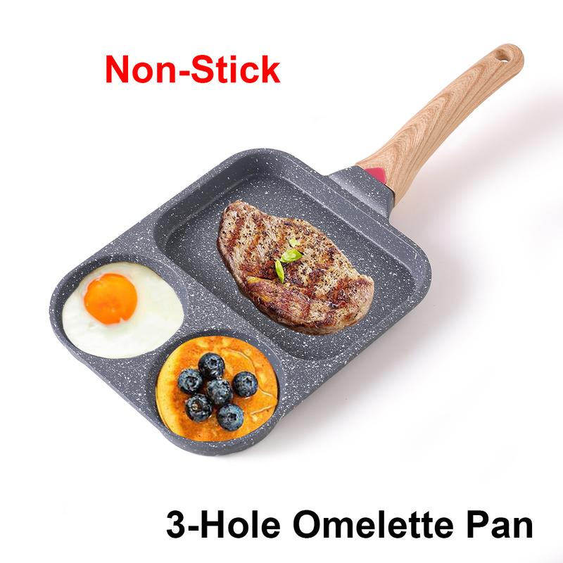 UK 3 in 1 Egg Frying Pan Nonstick Household Steak Frying Pan, Multifunctional Breakfast Pan Burger Pan, Non-stick Multi-purpose Omelette pan, Fried Egg Pan, Pancake Pan for Induction Cooker, Gas Stove, Electric Ceramic Stove 4
