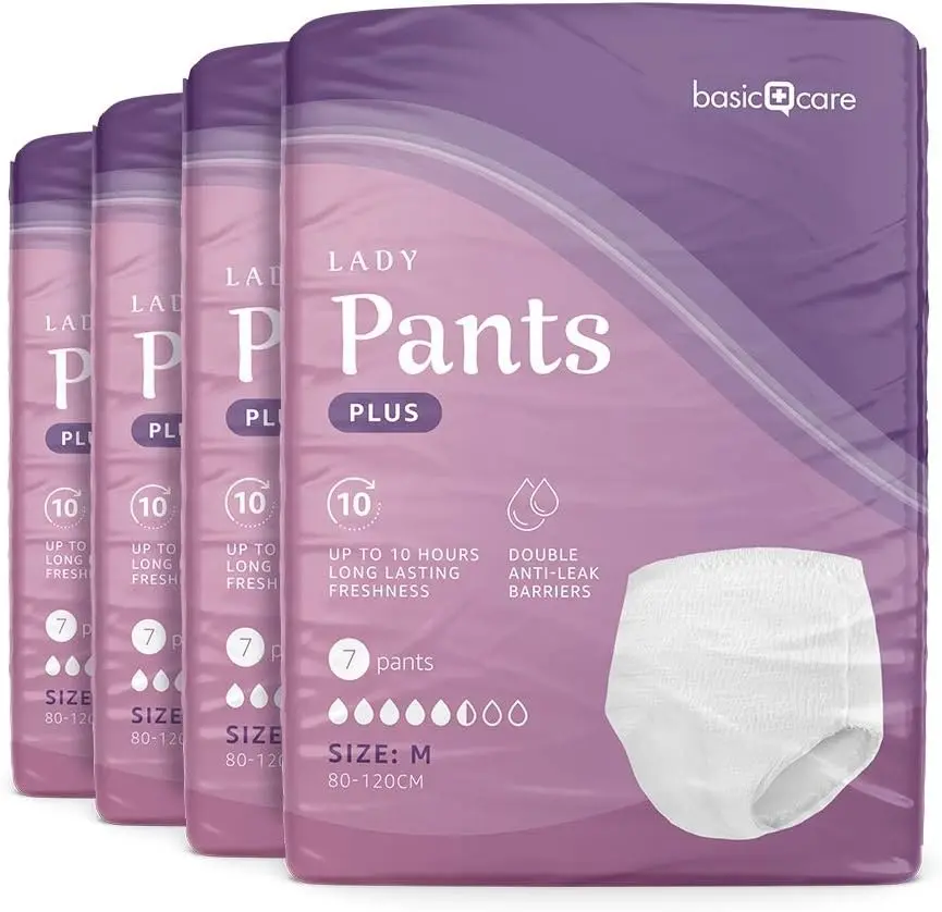 Basic Care Lady Pants Plus Medium  – 28 Count (4 Packs of 7), White