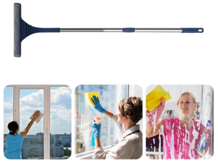 Professional Extendable Glass Cleaning Pole, 102-136cm, Squeegee Cleaner, Bendable Head, Professional Window Cleaning, Lightweight Cleaning Tool Adjustable 2