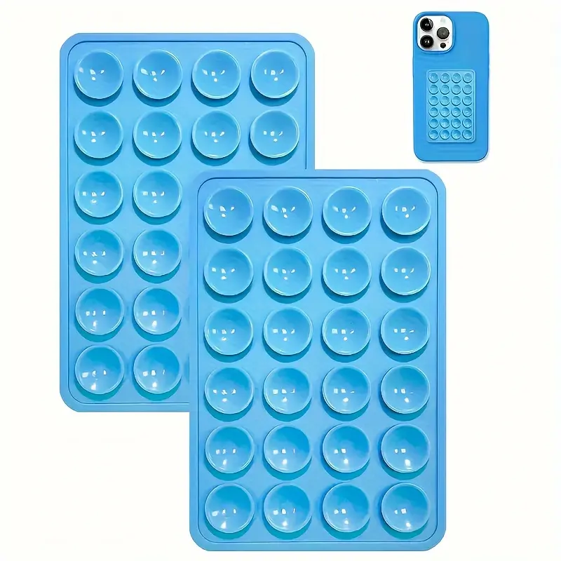 2Pcs 24-Independent-Suction-Cups Silicone Multi-Color Phone Stand with Adhesive Backing for All Smartphones 4