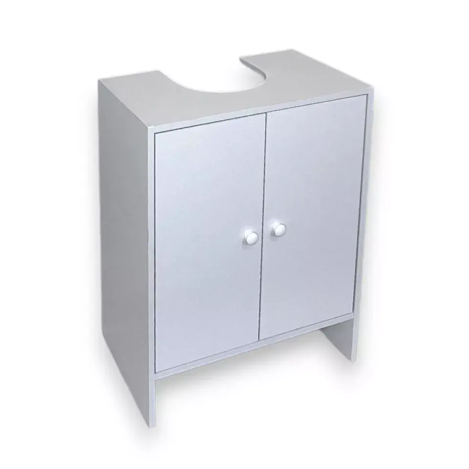 White Bathroom Sink Cabinet Under Basin Unit Cupboard with 2 Door Storage