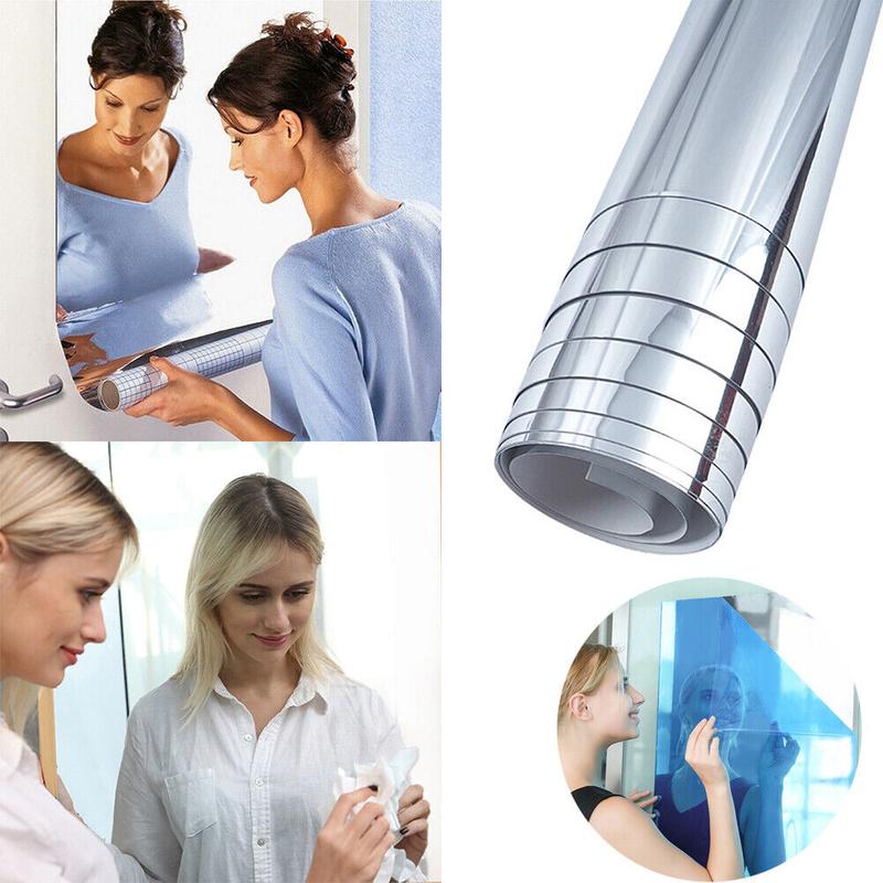 2m Large Mirror Wall Sticker Roll Self Adhesive Bathroom Room DIY Decor Stick On 3