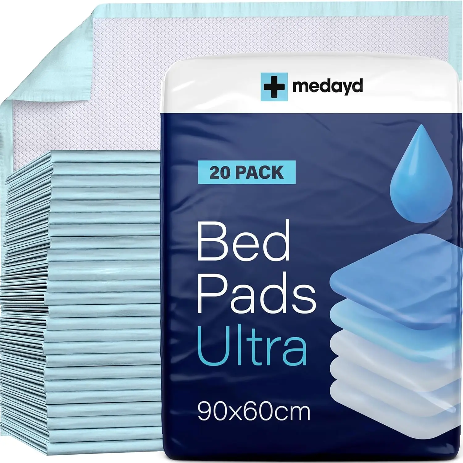 Premium Incontinence Bed Pads 60 x 90cm | Disposable Incontinence Pads | High Absorbency Waterproof Incontinence Bed Sheets For Adults, Babies & Pets | Disposable Changing Mats For Babies