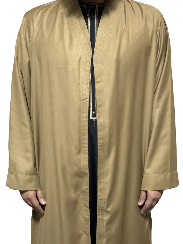 Turkish style overcoat men v-neck robe Muslim Jubbah One-Size 6