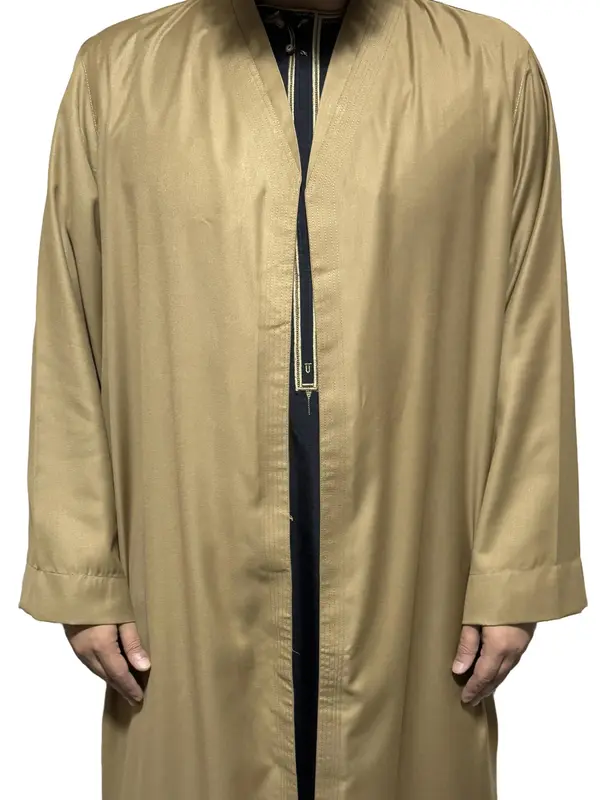 Turkish style overcoat men v-neck robe Muslim Jubbah One-Size 6