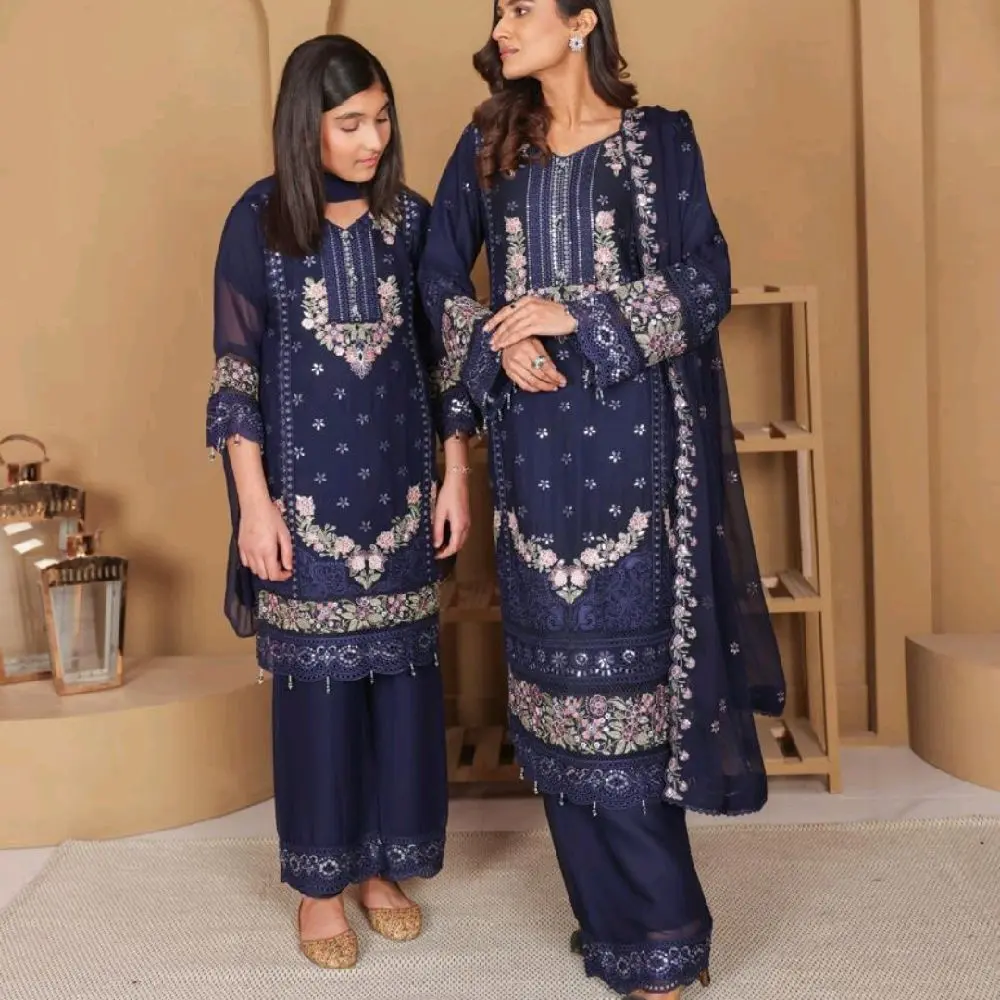 Chiffon Plazo Set for Mother and Daughter