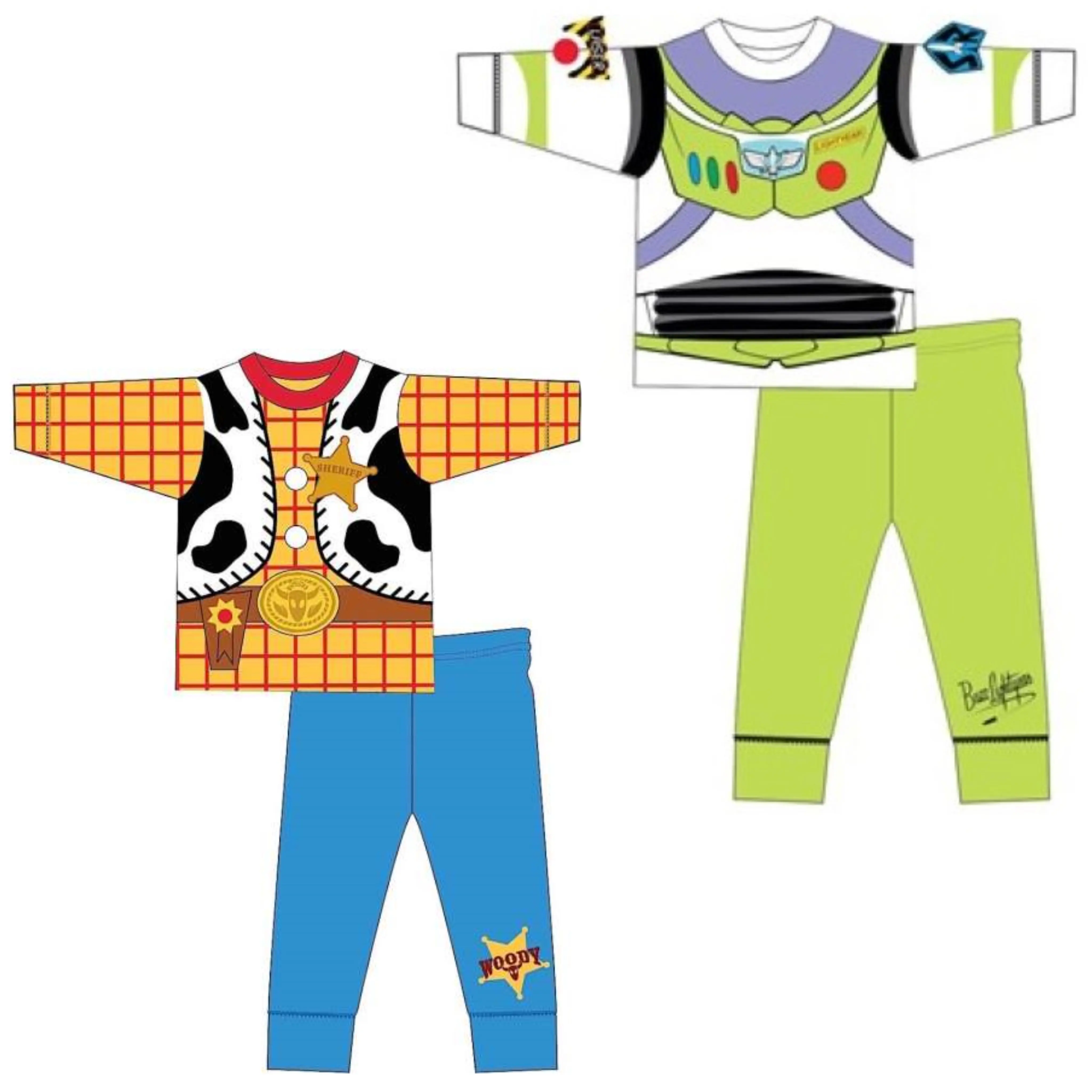 Boys Girls Disney Toy Story Woody or Buzz Lightyear Long or Short Sleeve Pyjamas kids boy