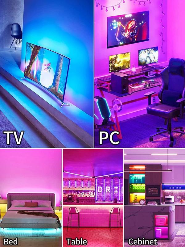 TV Light Strip, 5M LED Backlight for 45-75 Inch TV, Music Sync RGB Color Changing with Bluetooth Function - Home Theater Lighting (16.4ft) 1