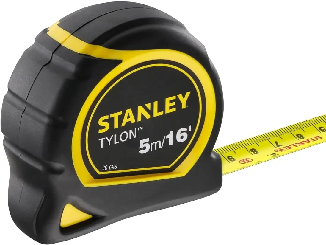 TYLON Tape Measure 5M/16 Inches Compact Case with Cushioned Grip Metric and Imperial System 1-30-696, YELLOW