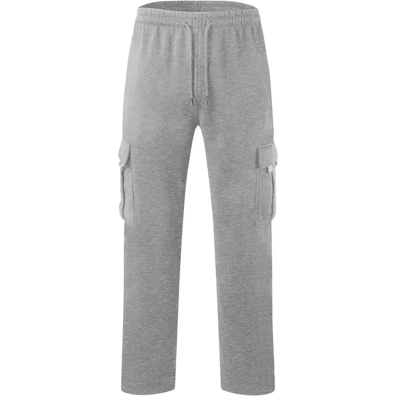 Men's Stylish Plain Flap Pocket Drawstring Waist Wide Leg Pants, Going Out Bottoms Fashion Casual Soft Stretchy Comfort Straight Leg Trousers for Daily Outdoor Wear, Men's Tracksuit for Fitness Travel, Men Cargo Pants, Trousers for Men. 4