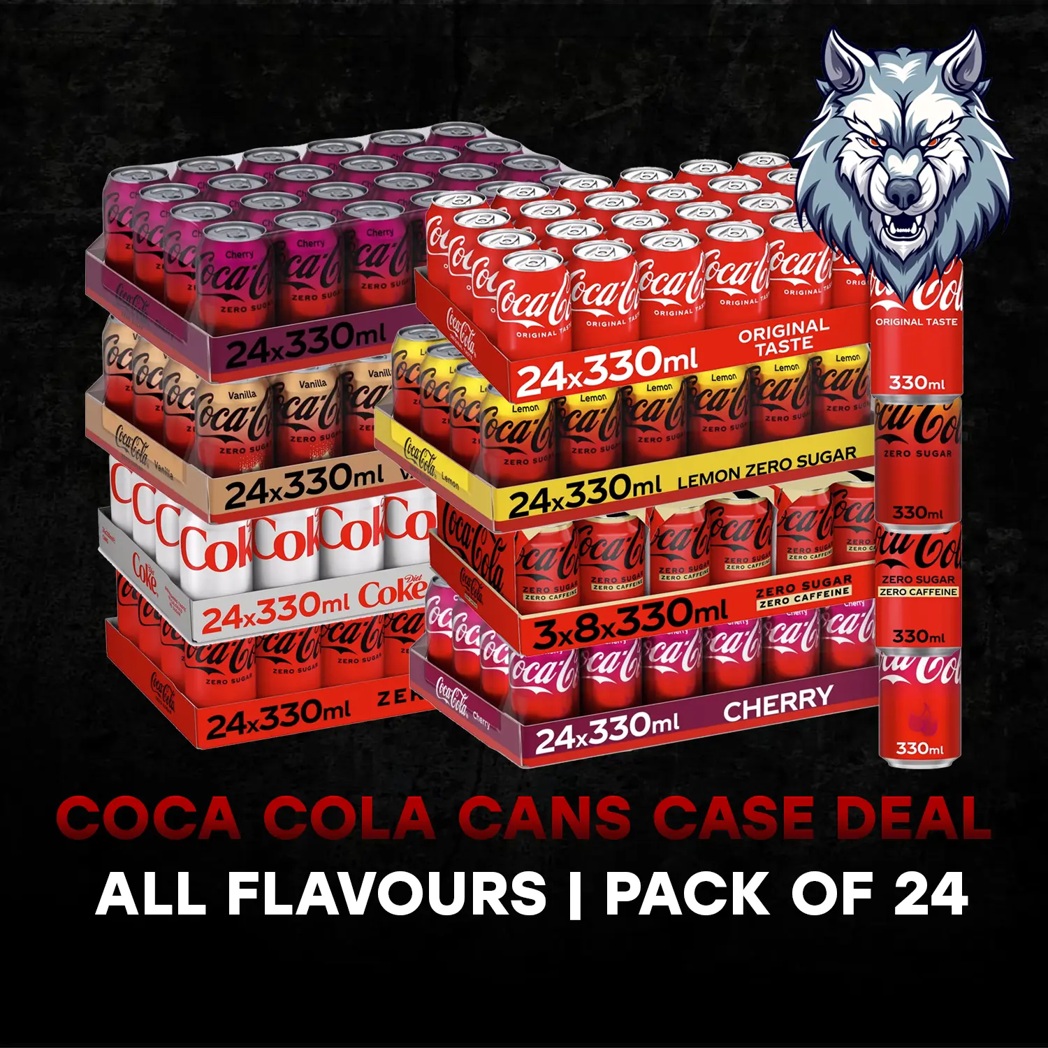 Coca Cola Cans 24 x 330ml Cans Case (Multiple Flavours)