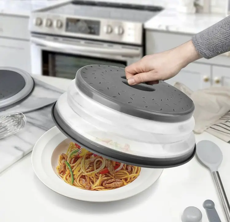 Collapsible Microwave Food Cover, 1 Count Round Shaped Microwave Plate Cover with Steam Hole, Food Cover for Fruit & Vegetable, Kitchen Accessories 8
