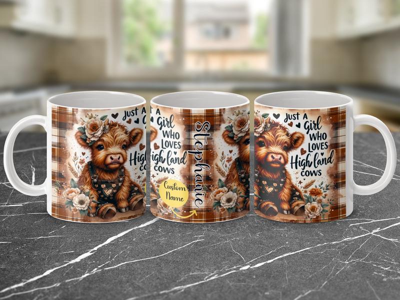 Highland Cow Mug Just a Girl Who Loves Highland Cows Cute Farm Animal Lover Gift Highland Cow Art Coffee Tea Mug Drinkware Washable Ceramic Cup obsession 1