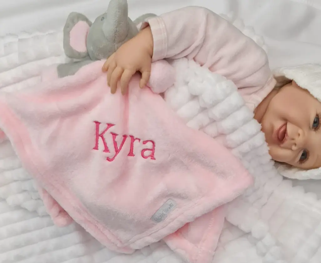 Personalised embroidered PINK ELEPHANT comforter super soft feel(3 COLOURS)