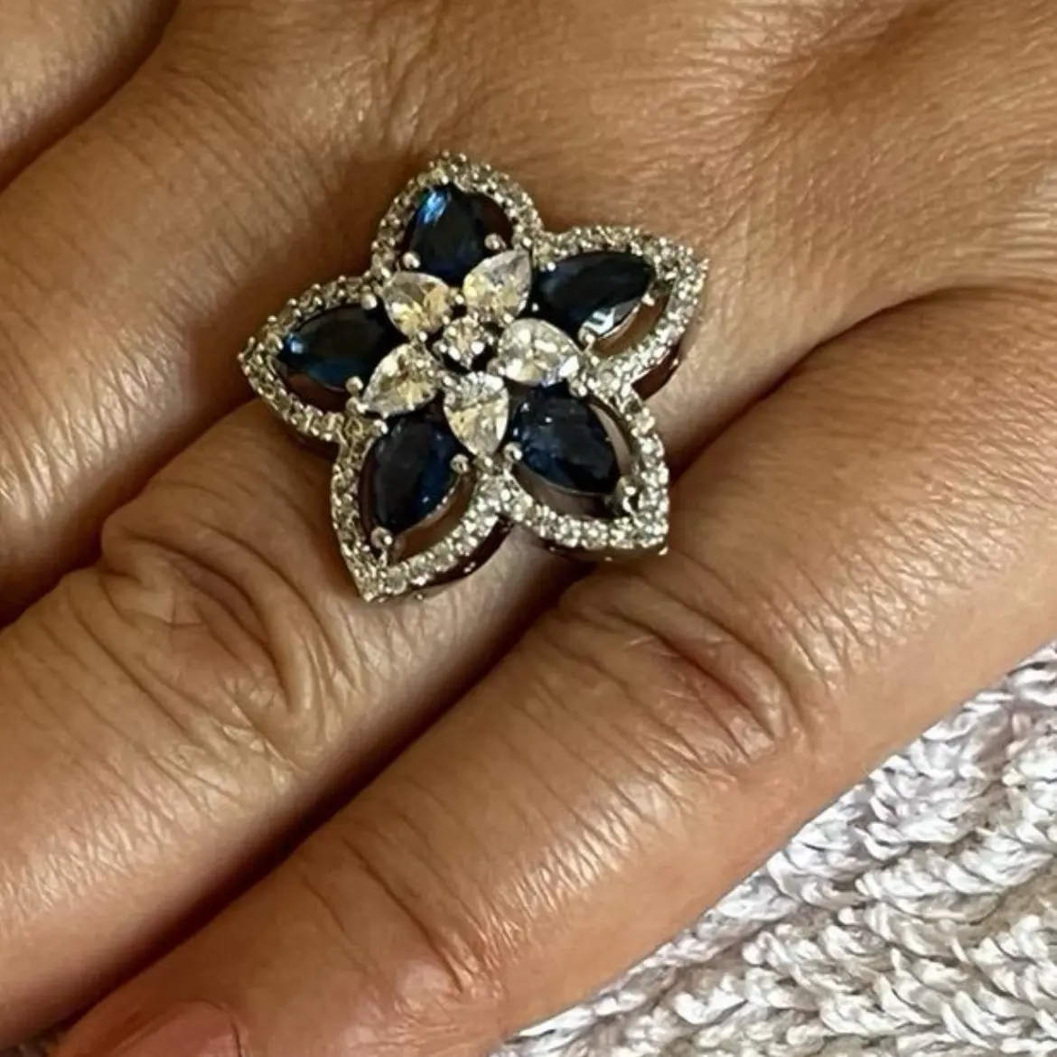 Blue Gemstone Ring, Indian Jewelry, Wedding jewelry bridal