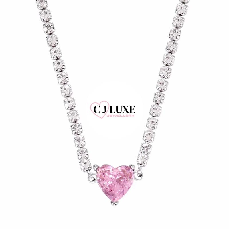 Mya Heart Tennis Necklace - Stainless steel 0